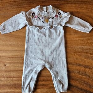 Viverano Organics Floral Embroidered One Piece 3-6 Months
